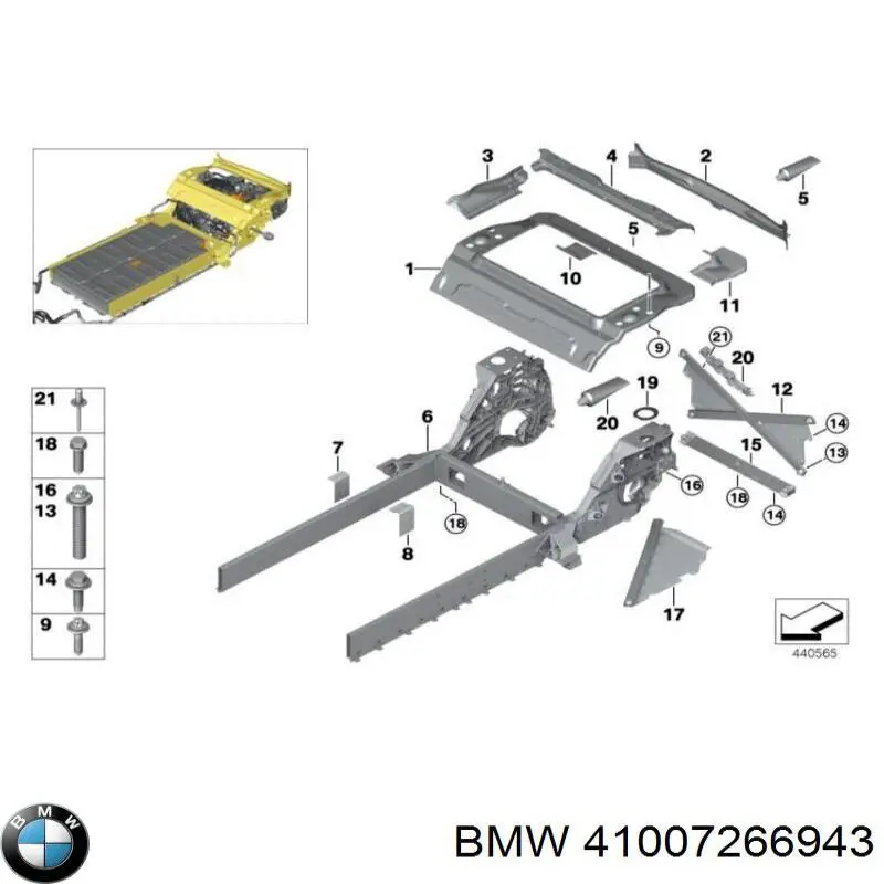41007266943 BMW Painel traseiro da seção de bagagem