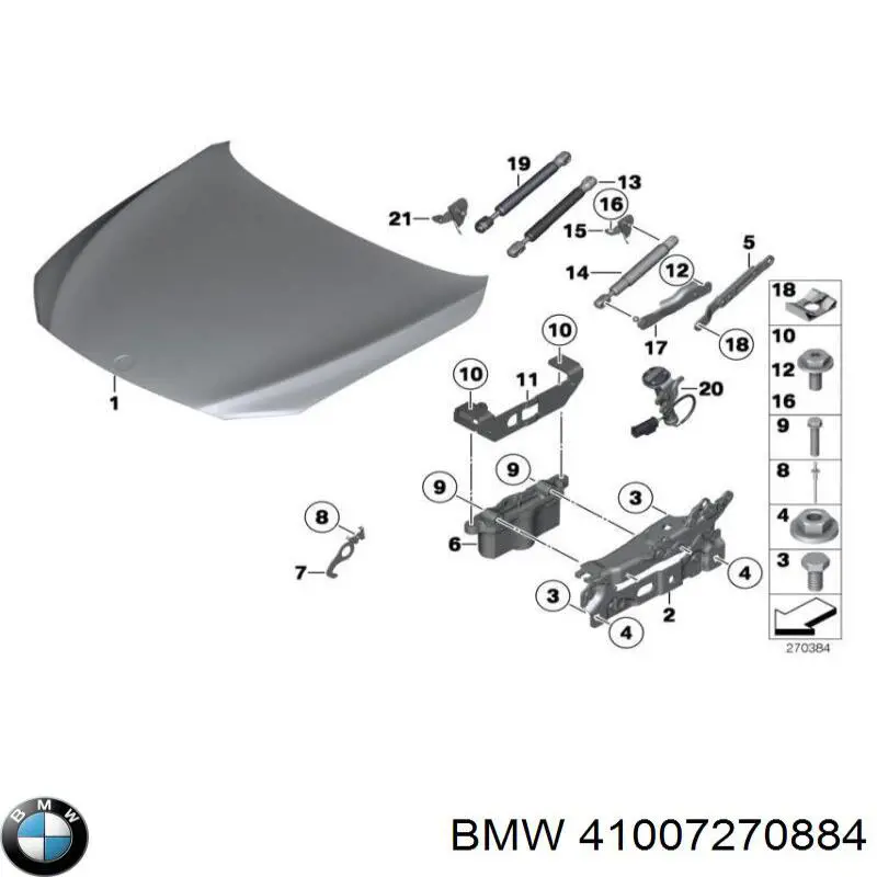 41007270884 BMW Gozno da capota direito