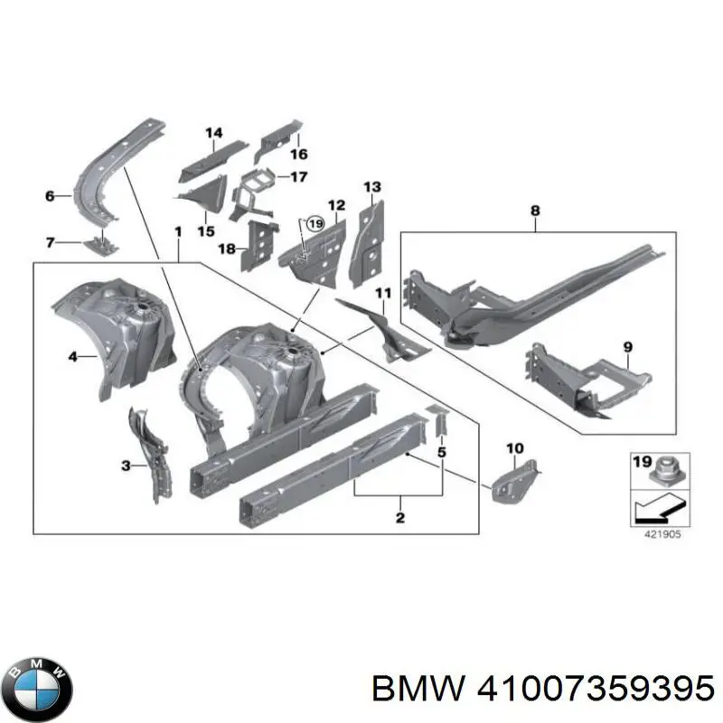 41007359395 BMW Longarina de chassi dianteira esquerda