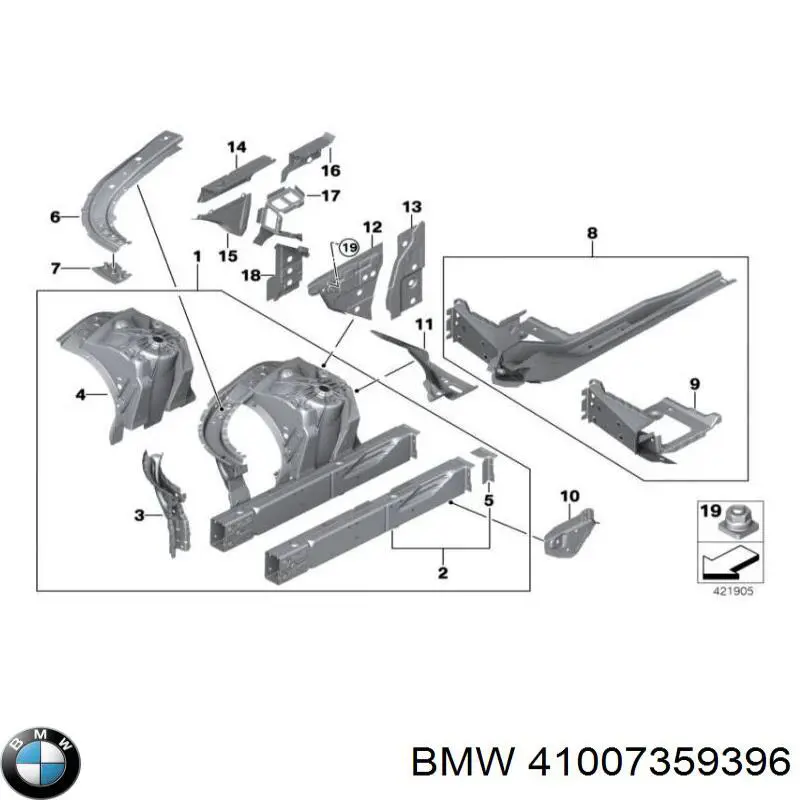 41007359396 BMW Longarina de chassi dianteira direita