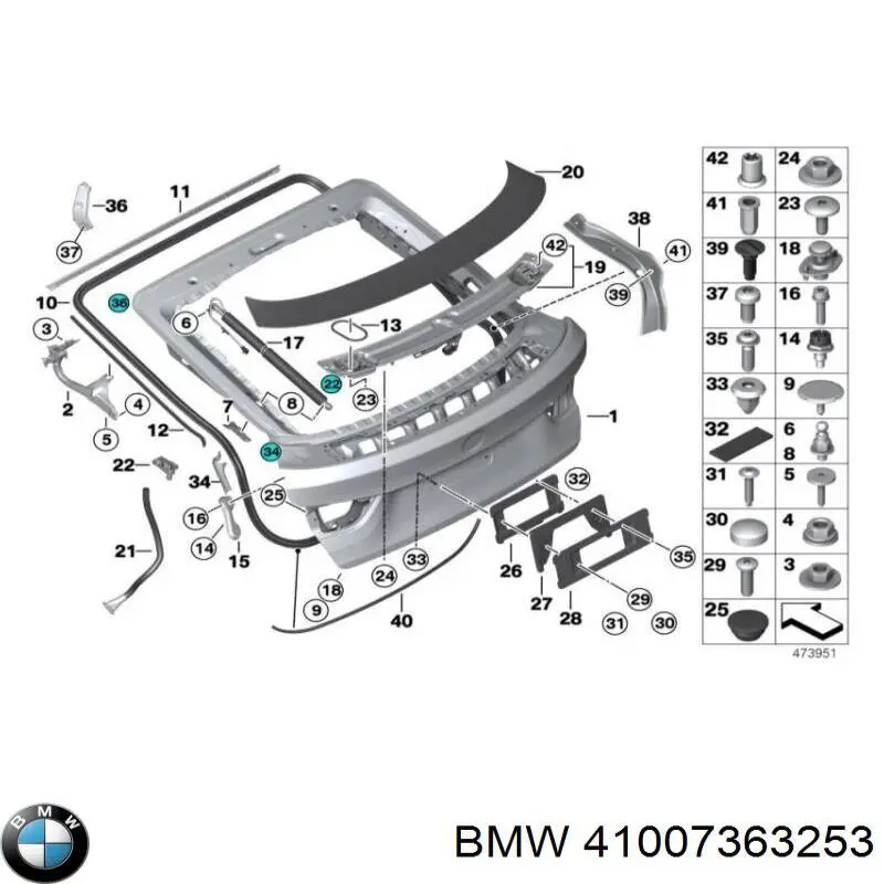 41007363253 BMW Porta traseira (3ª/5ª porta-malas (tampa de alcapão)