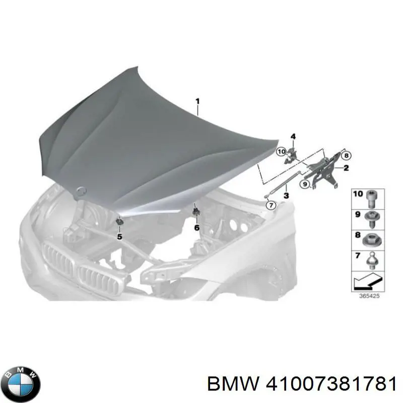 41007381781 BMW Gozno da capota esquerdo