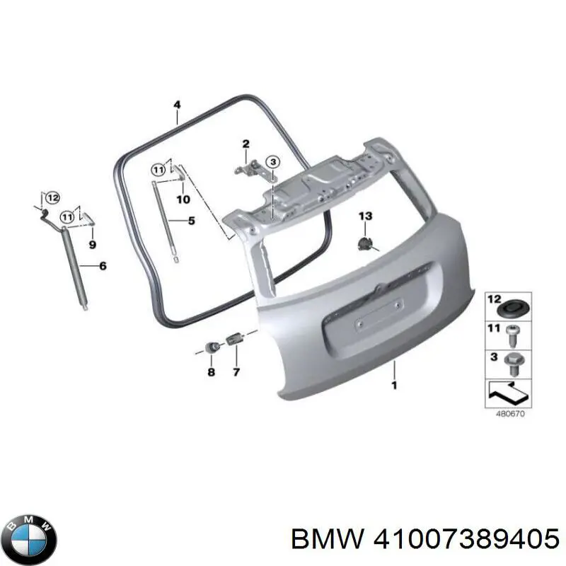 41007389405 BMW Gozno de tampa de porta-malas