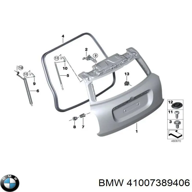 41007389406 BMW Gozno de tampa de porta-malas