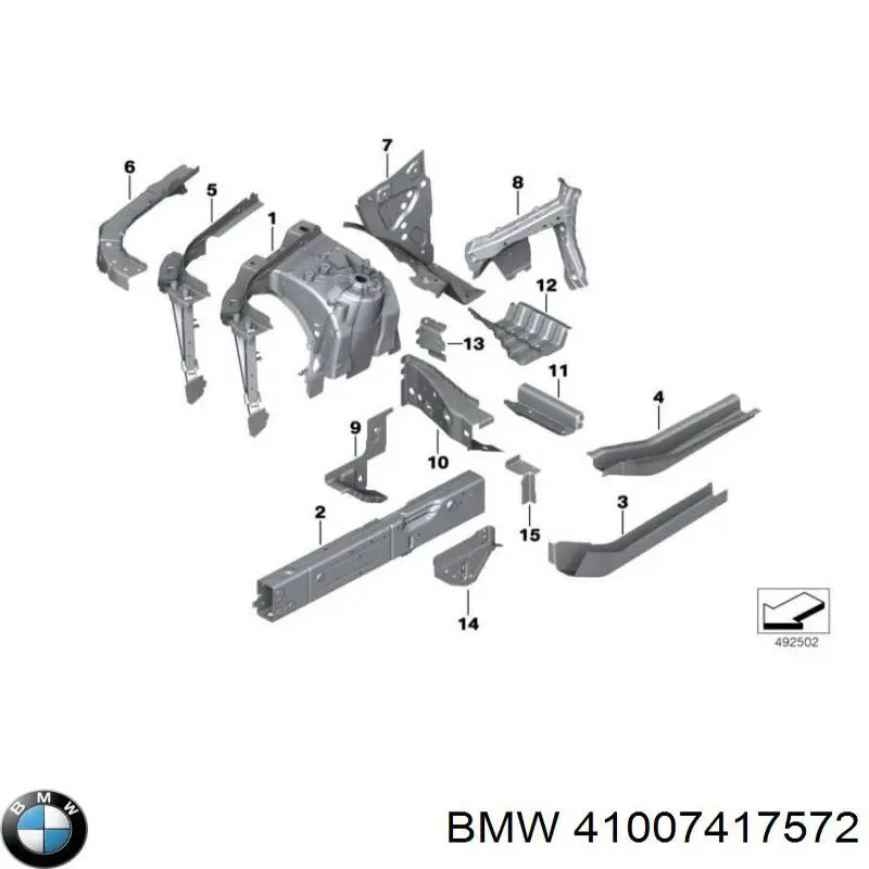 41007417572 BMW Longarina de chassi dianteira direita