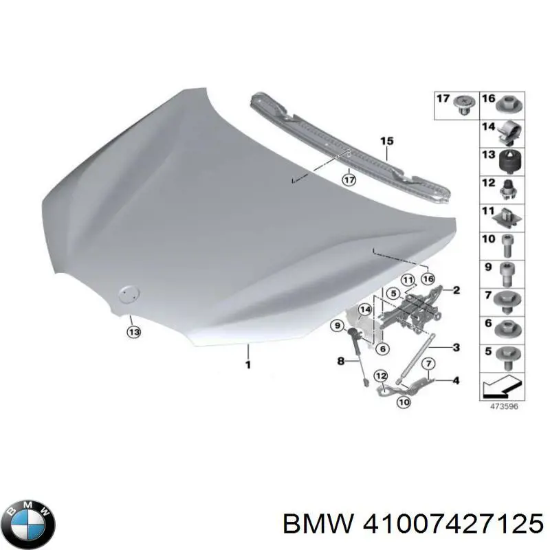 41007427125 BMW Gozno da capota esquerdo