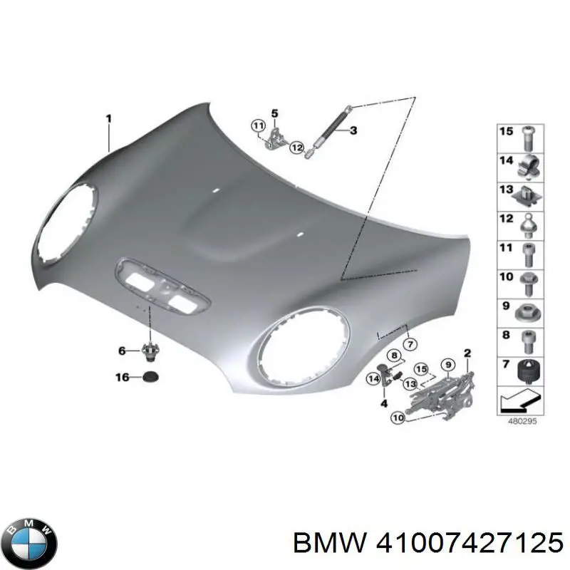 Gozno da capota esquerdo BMW 41007427125 preço, a partir de 90,05 USD