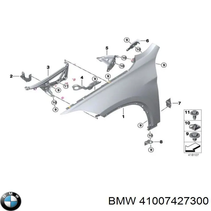 41007427300 BMW Pára-lama dianteiro direito