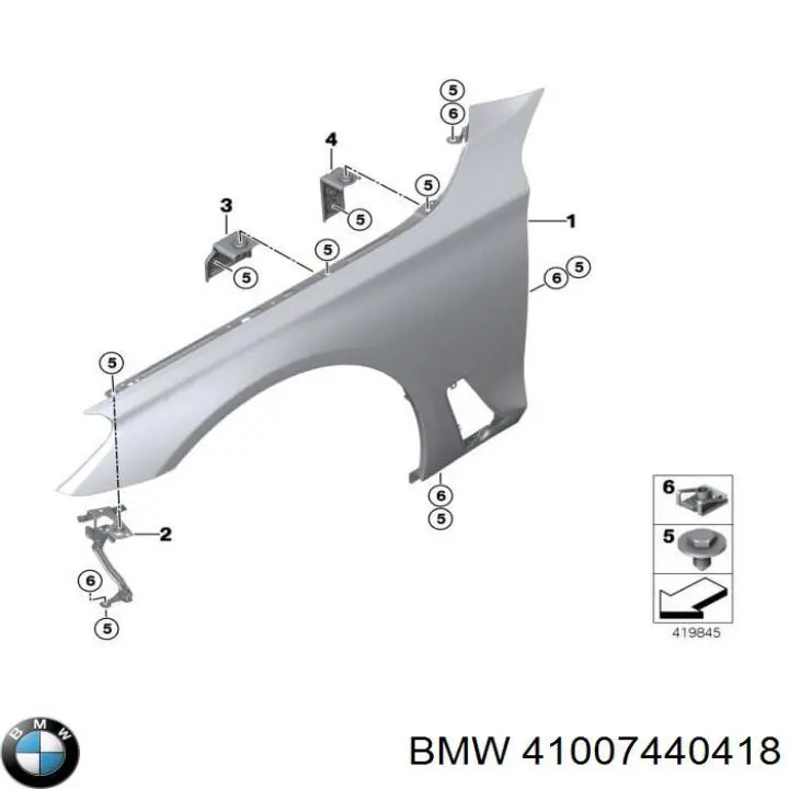 41007440418 BMW Consola traseira de fixação do pára-lama dianteiro esquerdo