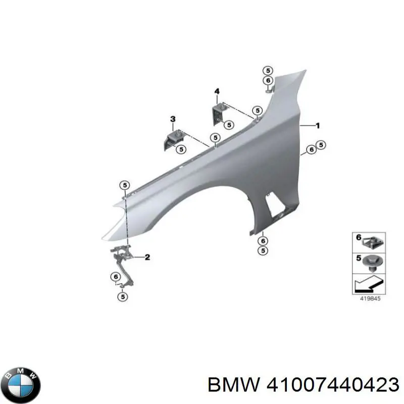 41007440423 BMW Consola dianteira de fixação do pára-lama dianteiro esquerdo