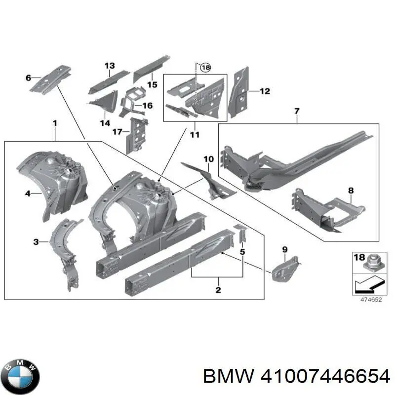 41007446654 BMW Consola de suporte do radiador superior