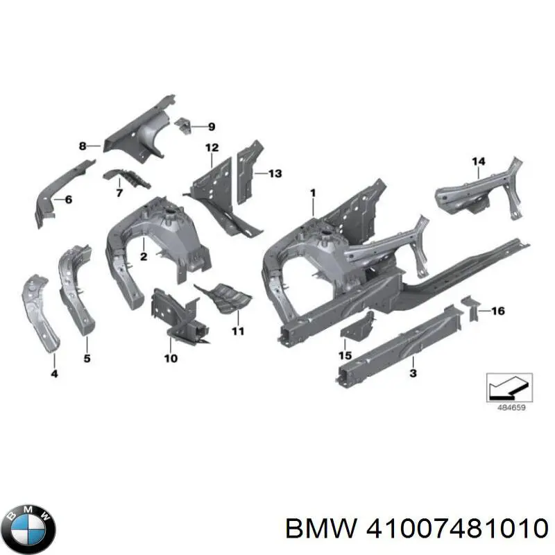 41007481010 BMW Longarina de chassi dianteira direita