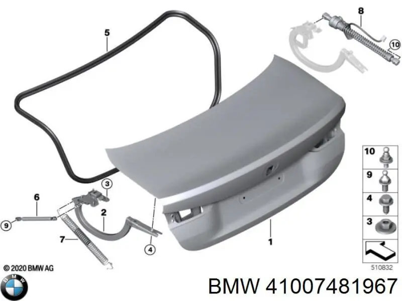 41007481967 BMW Gozno de tampa de porta-malas