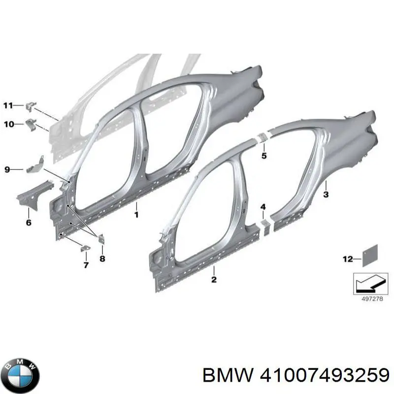 41007493259 BMW Montante de carroçaria dianteira esquerda