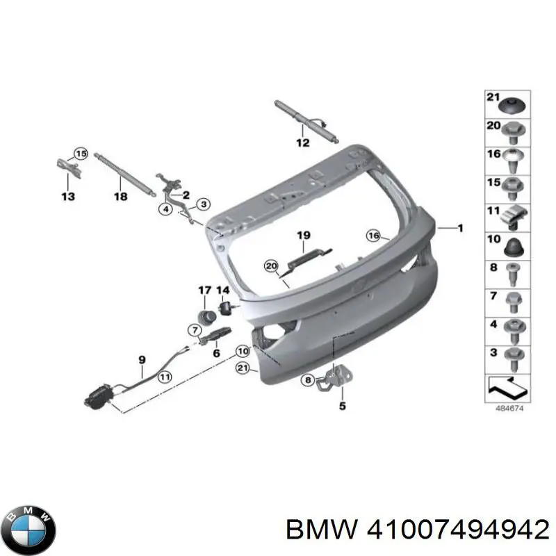 41007494942 BMW Porta traseira (3ª/5ª porta-malas (tampa de alcapão)