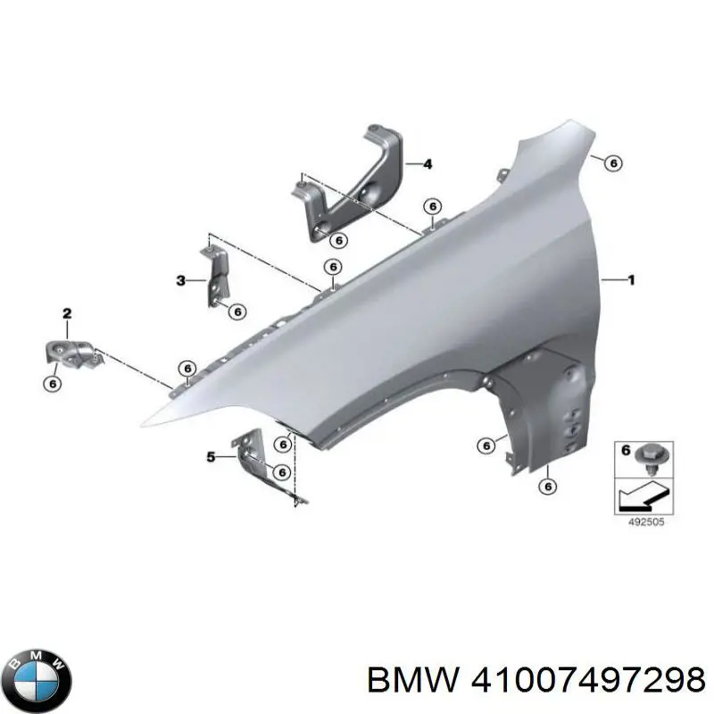 41007497298 BMW Consola dianteira de fixação do pára-lama dianteiro direito