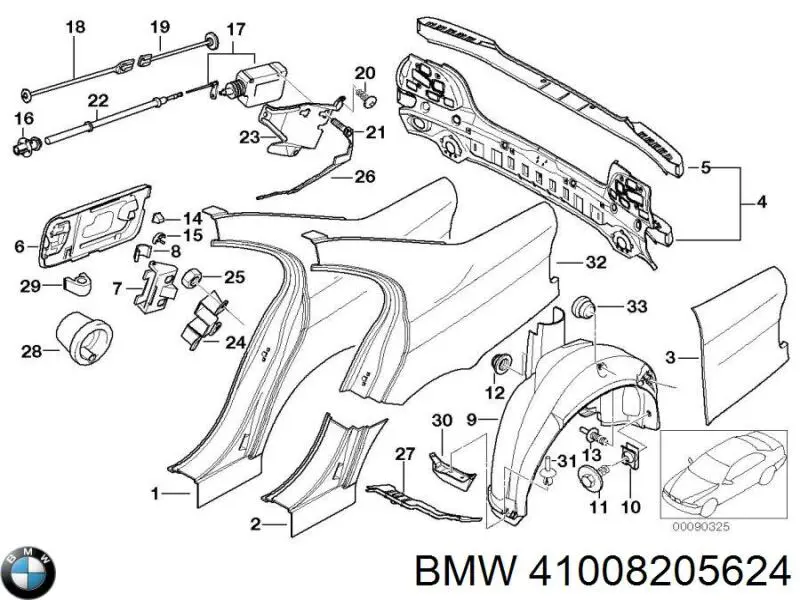 Pára-lama traseiro direito BMW 41008205624 preço, a partir de 1720,67 USD