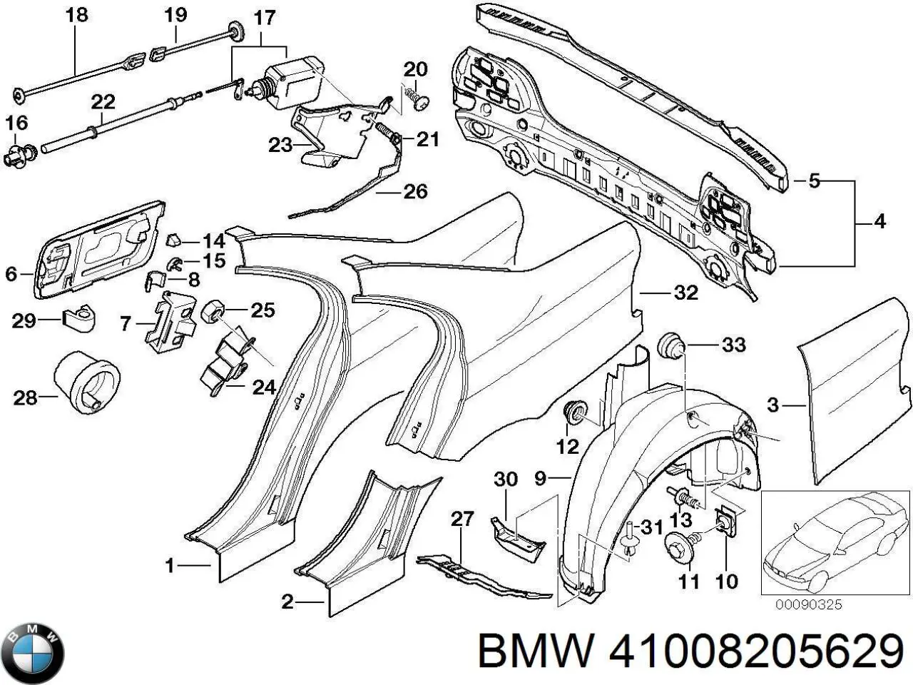 Pára-lama traseiro esquerdo BMW 41008205629 preço, a partir de 977,10 USD