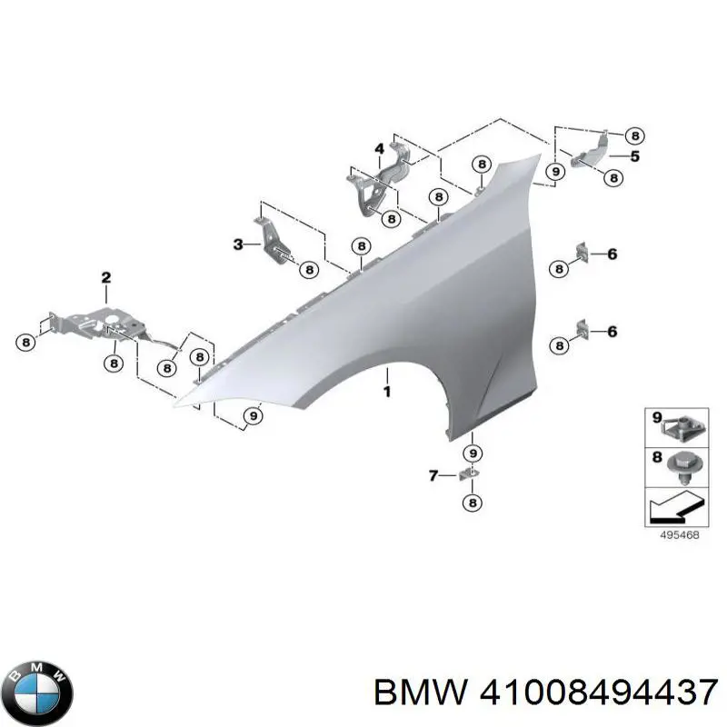 Consola dianteira de fixação do pára-lama dianteiro esquerdo BMW 41008494437 preço, a partir de 29,17 USD