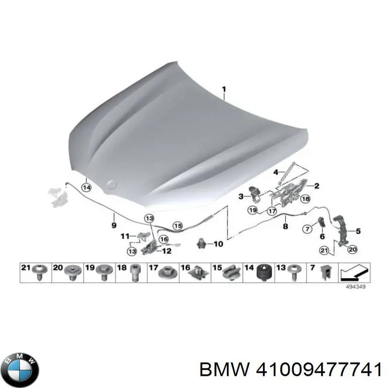 41009477741 BMW Gozno da capota esquerdo