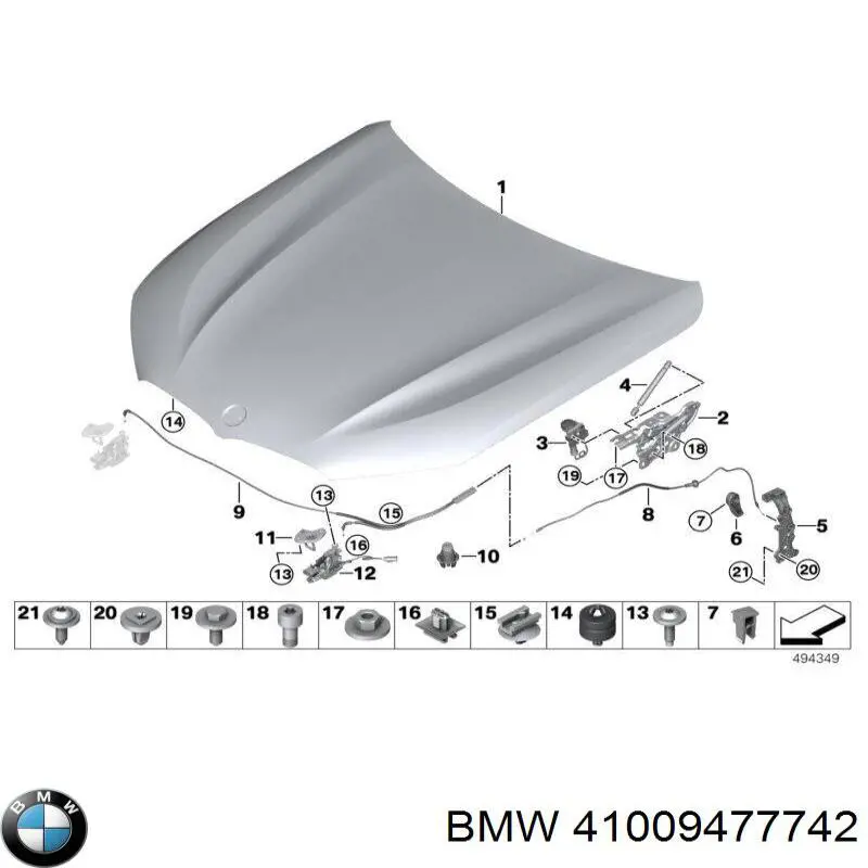 41009477742 BMW Gozno da capota direito