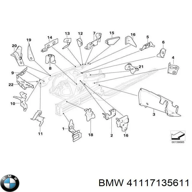 41117135611 BMW Longarina de chassi dianteira esquerda