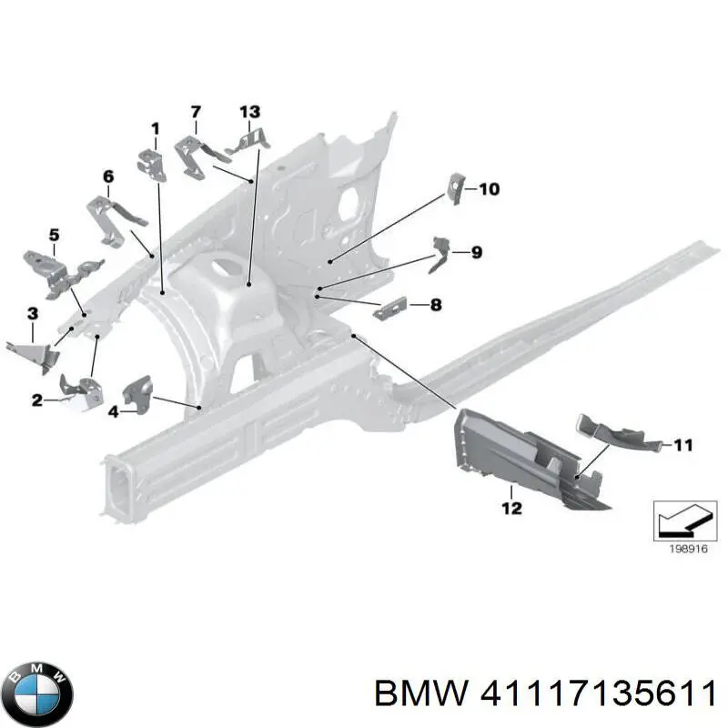 Longarina de chassi dianteira esquerda BMW 41117135611 preço, a partir de 86,14 USD