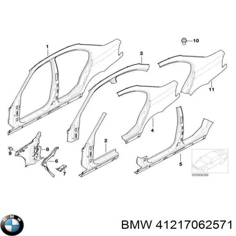 Painel lateral esquerdo de carroçaria BMW 41217062571 preço, a partir de 4292,49 USD