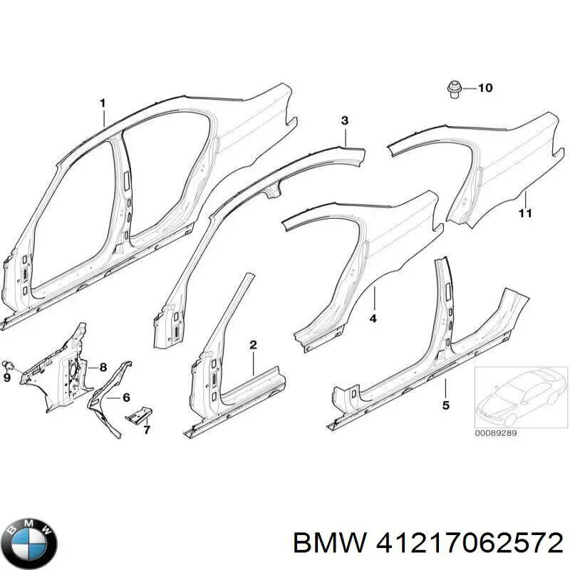 Painel lateral direito de carroçaria BMW 41217062572 preço, a partir de 4600,55 USD