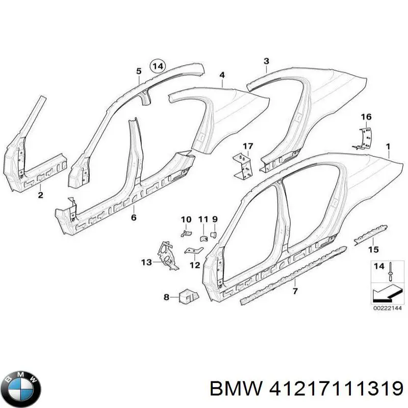 Pára-lama traseiro esquerdo BMW 41217111319 preço, a partir de 569,38 USD