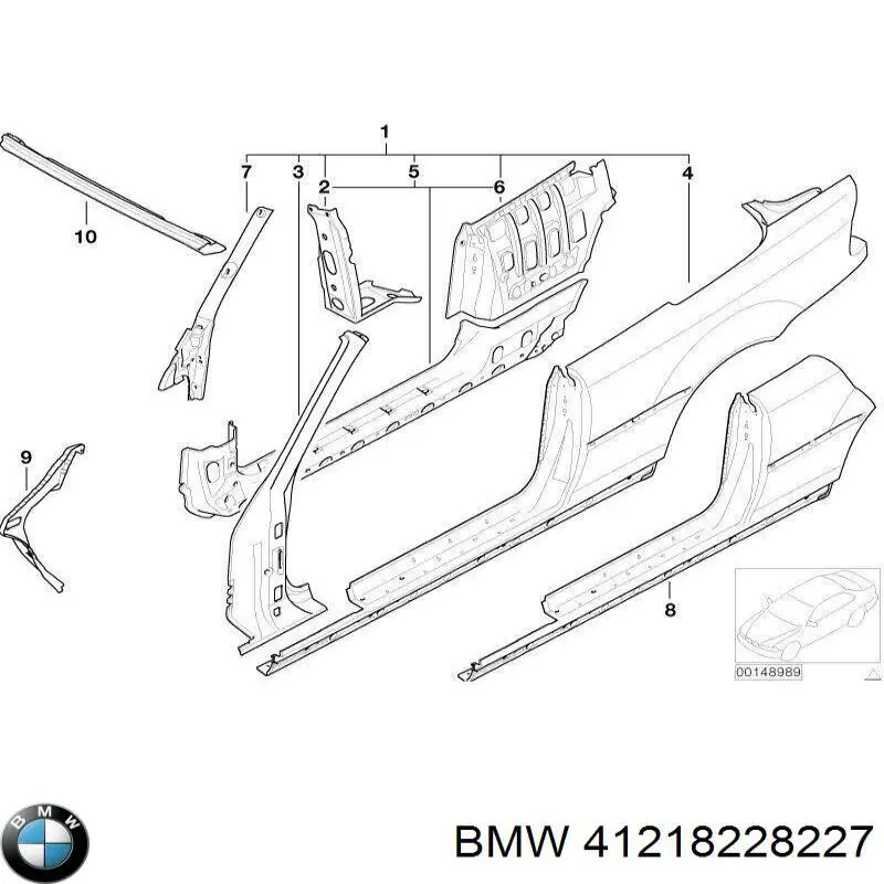 Montante de carroçaria dianteira esquerda BMW 41218228227 preço, a partir de 713,60 USD