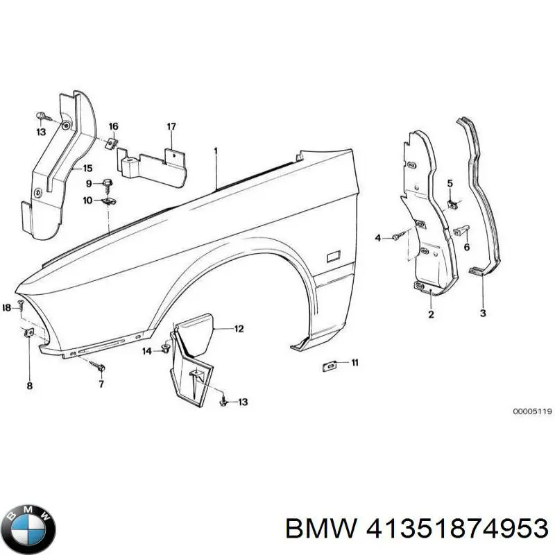 Pára-lama dianteiro esquerdo para BMW 5  E28