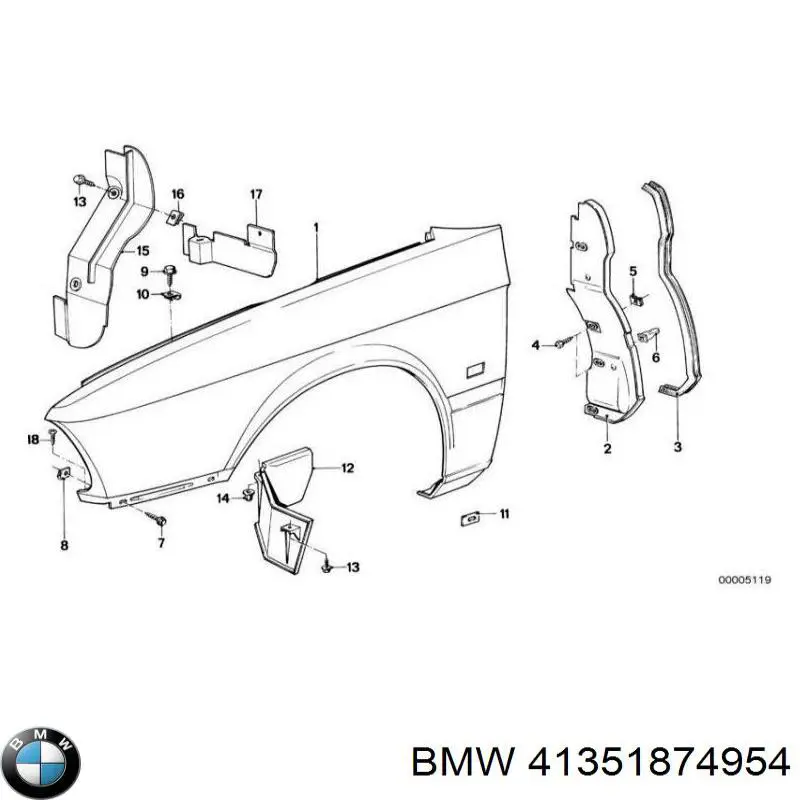 Pára-lama dianteiro direito BMW 5  E28