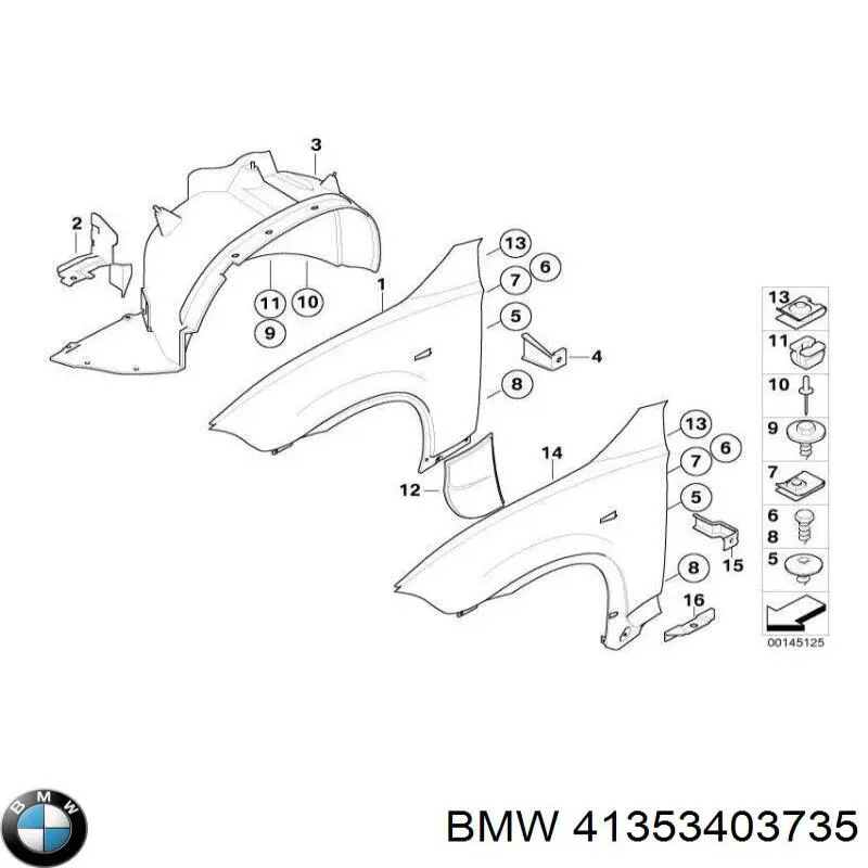 Pára-lama dianteiro esquerdo BMW 41353403735 preço, a partir de 144,97 USD