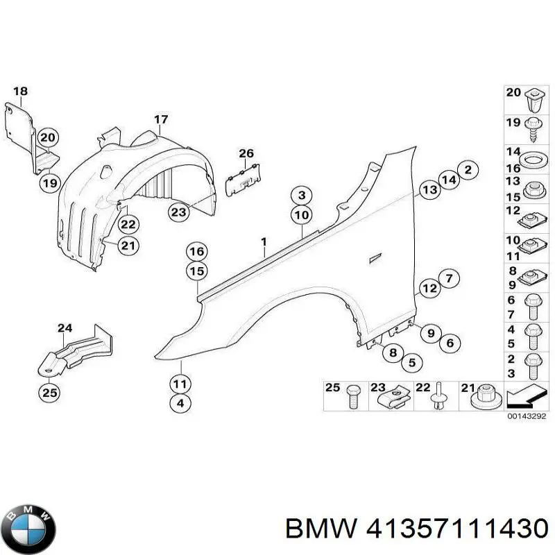 Compre 41357111430 BMW Pára-lama dianteiro direito