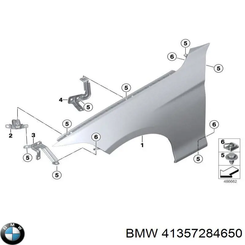 41357284650 BMW Consola dianteira de fixação do pára-lama dianteiro direito