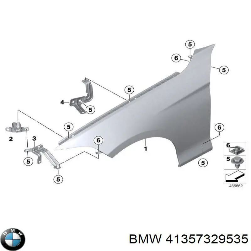 41357329535 BMW Consola dianteira de fixação do pára-lama dianteiro esquerdo