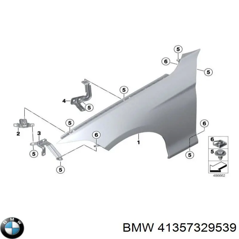 41357329539 BMW Consola dianteira de fixação do pára-lama dianteiro esquerdo