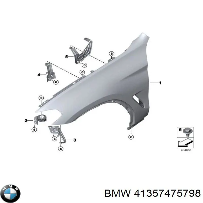 41357475798 BMW Consola dianteira de fixação do pára-lama dianteiro direito