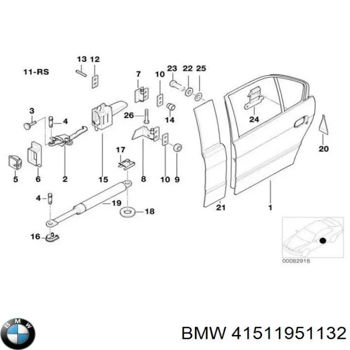 Compre 41511951132 BMW Gozno da porta dianteira direita