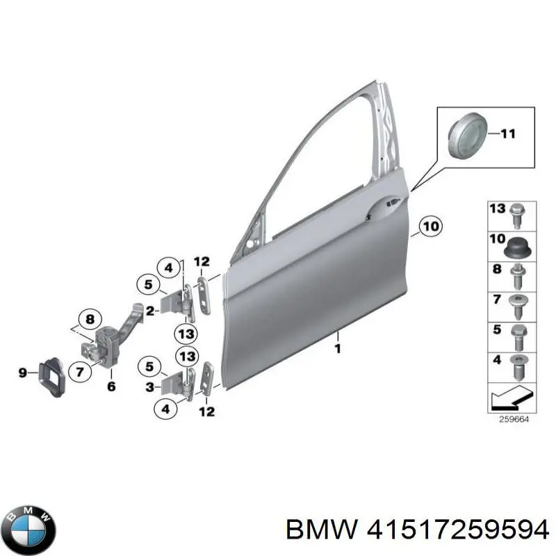 41517259594 BMW Gozno da porta dianteira direita