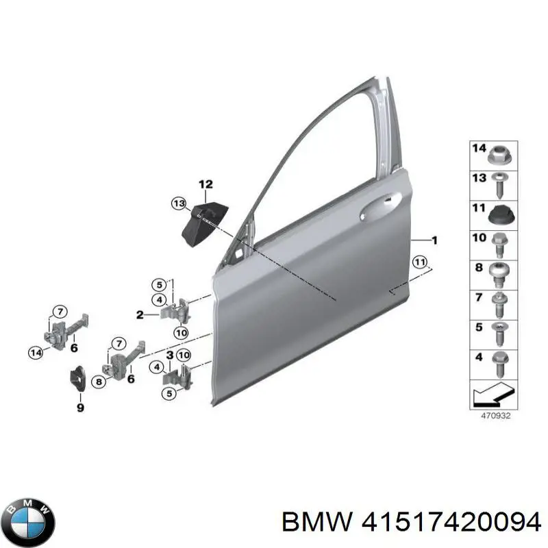 41517420094 BMW Gozno da porta dianteira direita