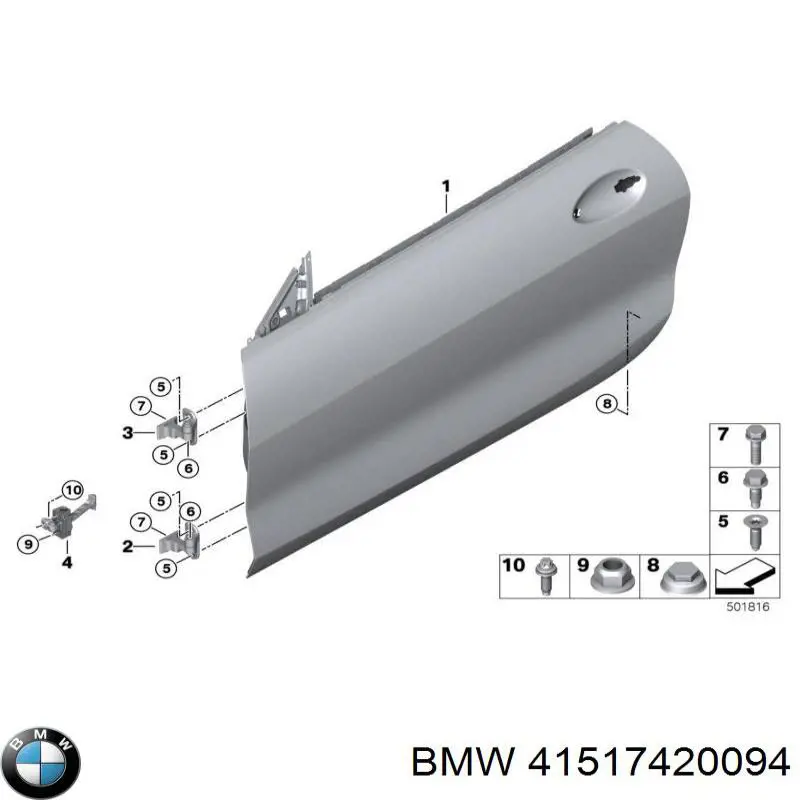 Compre 41517420094 BMW Gozno da porta dianteira direita