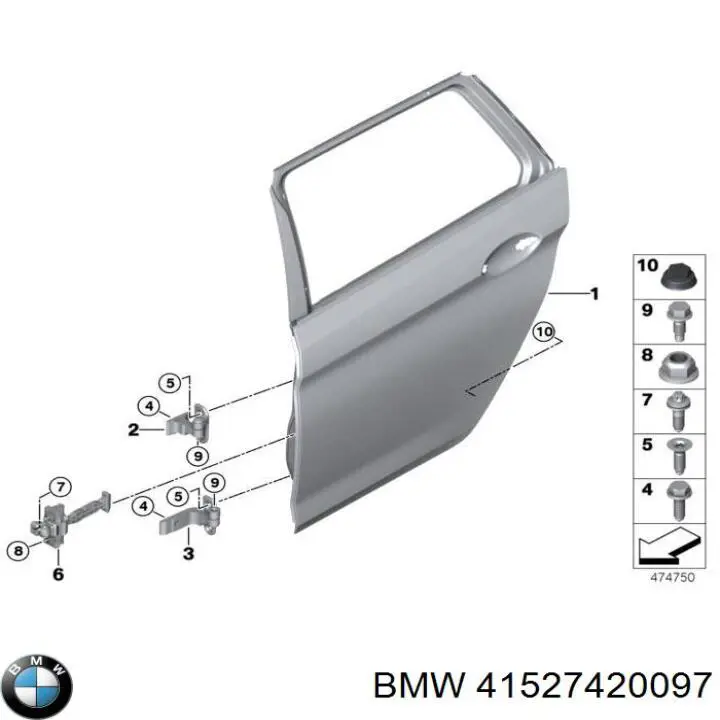 41527420097 BMW Gozno da porta traseira esquerda