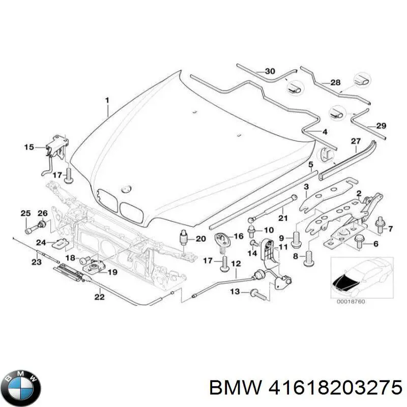Gozno da capota esquerdo BMW 41618203275 preço, a partir de 67,97 USD