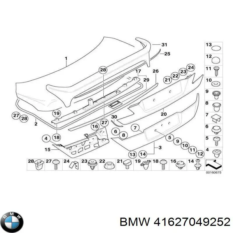 Tampa de porta-malas BMW 41627049252 preço, a partir de 321,78 USD