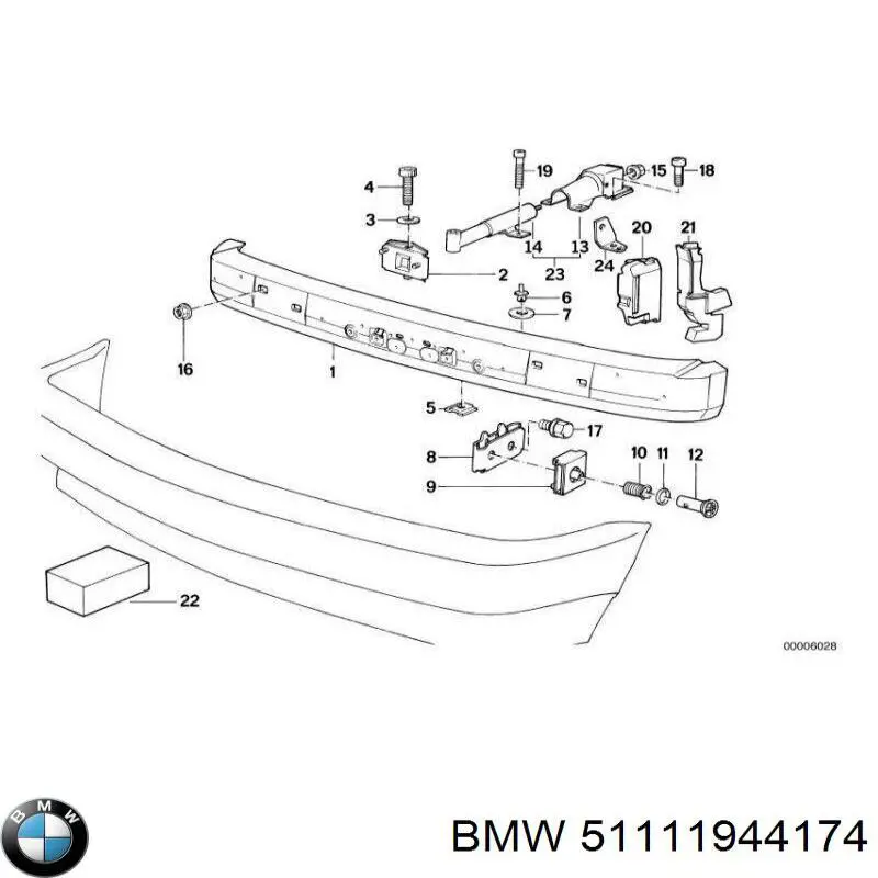 Reforçador do pára-choque dianteiro para BMW 5  E34