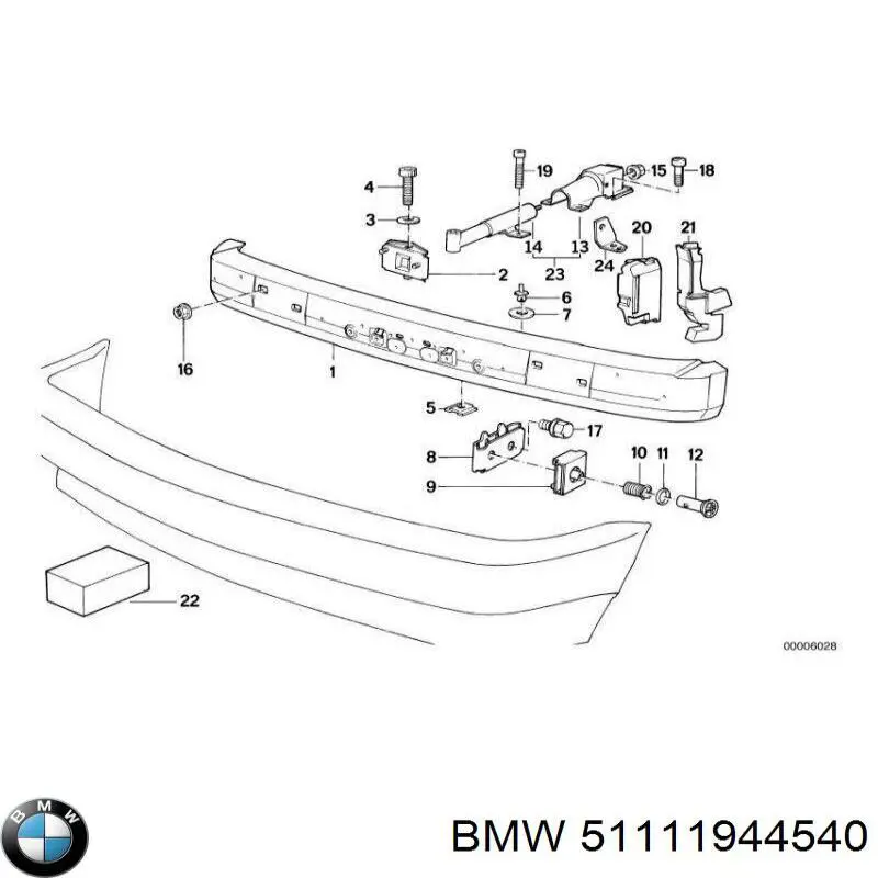 Cápsula (prendedor) de fixação do pára-choque traseiro BMW 51111944540 preço, a partir de 3,81 USD