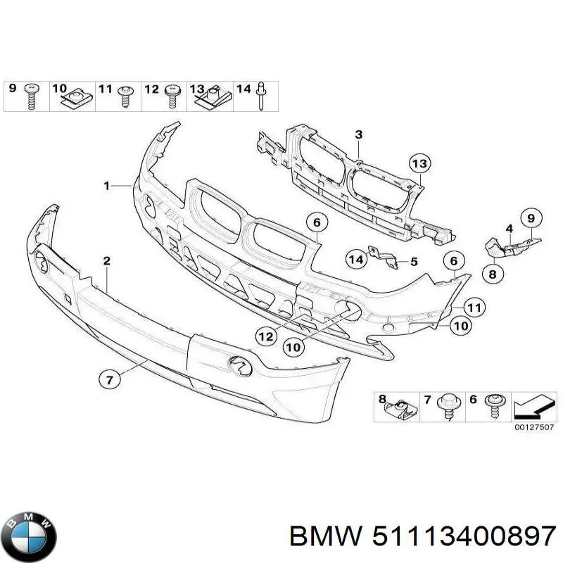 51113400897 BMW Spoiler do pára-choque dianteiro