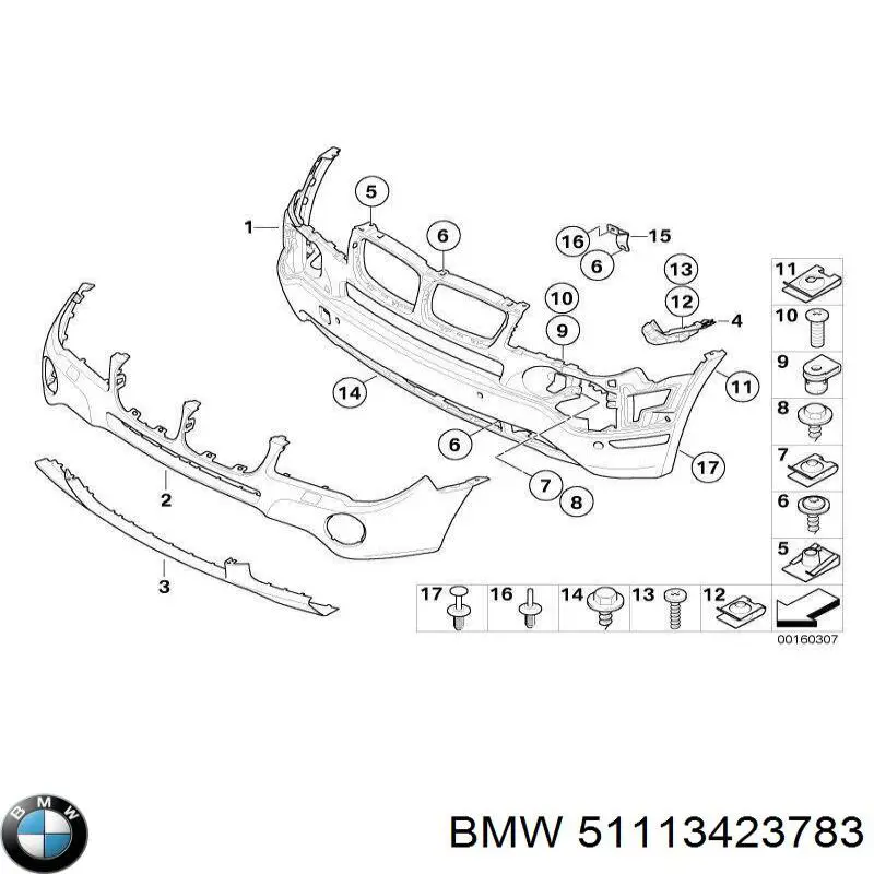 51113423783 BMW Pára-choque dianteiro, parte superior
